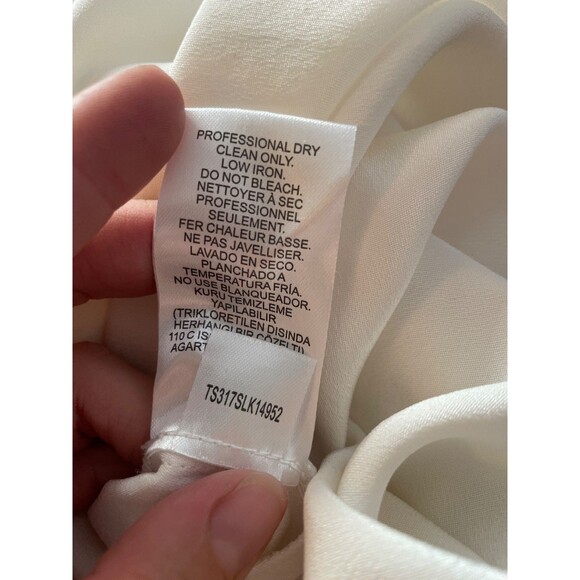 Tibi Women’s White Cutout Shoulder Tie Silk Shift Midi Dress size M Ivory - Picture 5 of 10